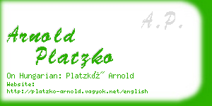 arnold platzko business card